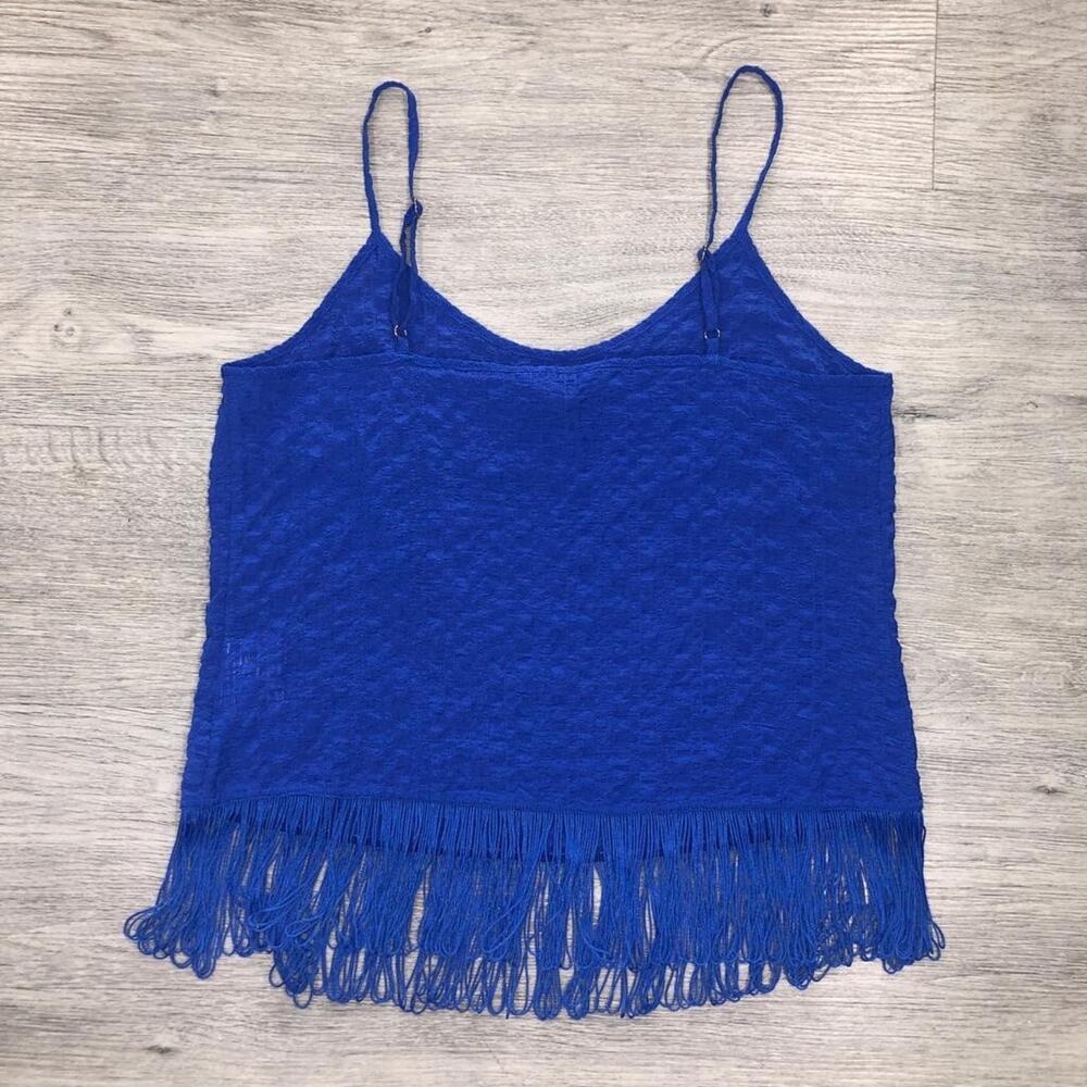 Lilly Pulitzer Womens Sz Small Shirt Blue Naeem Textured Pullover Fringe Hem Top - Picture 2 of 7
